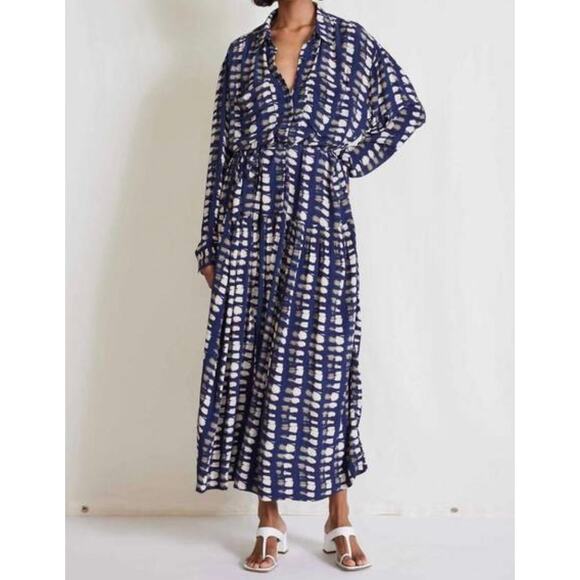 Apiece Apart Dresses & Skirts - NWT Apiece Apart Oro Maxi Shirt Dress Size XS‎ Blue Shibori Womens Boho New York